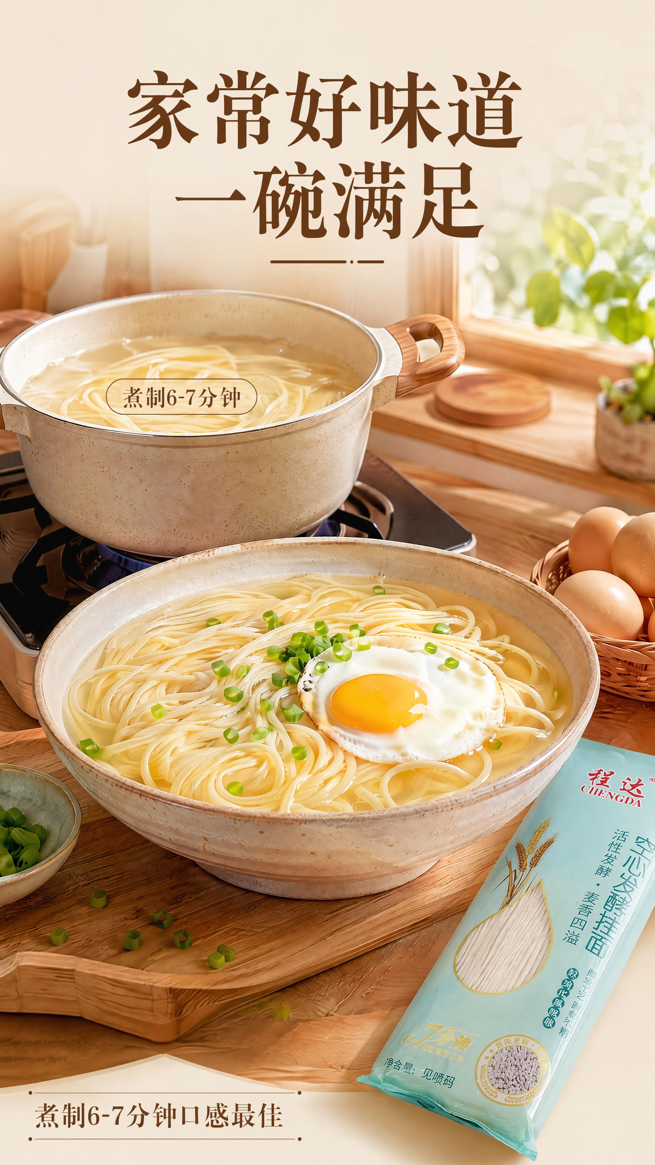 [第3屏食用场景图替换包装] 保留现有整体场景布局、清汤面成品… - 图片创意预览