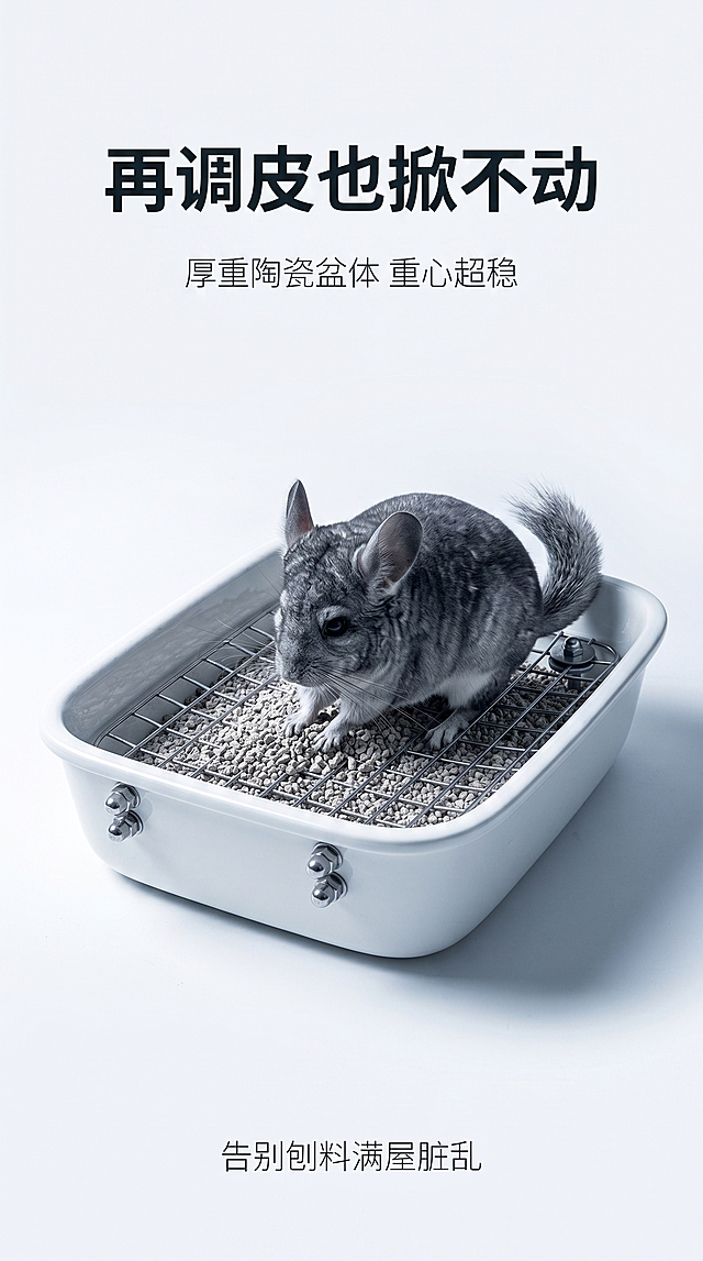 龙猫陶瓷防掀厕所主图2，冷调极简轻奢风，高清质感，干净纯白背景。画面展示龙猫扒拉厕所不动的实景图。顶部留白不遮挡产品，深灰粗黑简约大字居中：再调皮也掀不动，深灰浅细小字：厚重陶瓷盆体 重心超稳，底部浅灰色小字卖点：告别刨料满屋脏乱。无多余水印，无花哨边框，冷清哑光质感，不遮挡产品主体