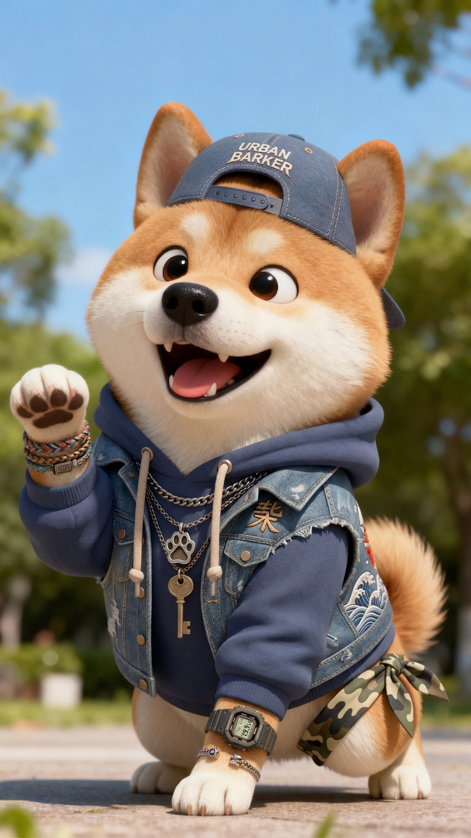 给图中的柴犬穿上全新的潮流风格服饰，穿搭更具个性时尚感，保持柴… - 图片创意预览