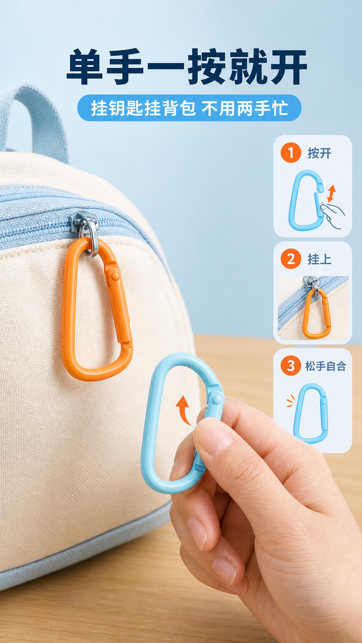 [商品] 使用【图9】【图5】中天蓝与橙色D形扣；画面中一枚天… - 图片创意预览