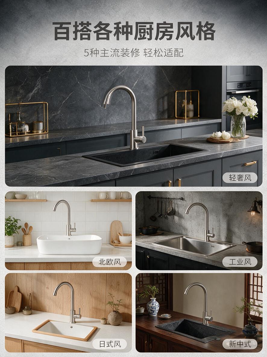 [商品] 使用【图1】304不锈钢厨房冷热水龙头；保留所有结构… - 图片创意预览