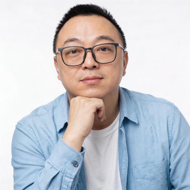 将外套改为淡蓝色，人物带一点点笑容预览效果