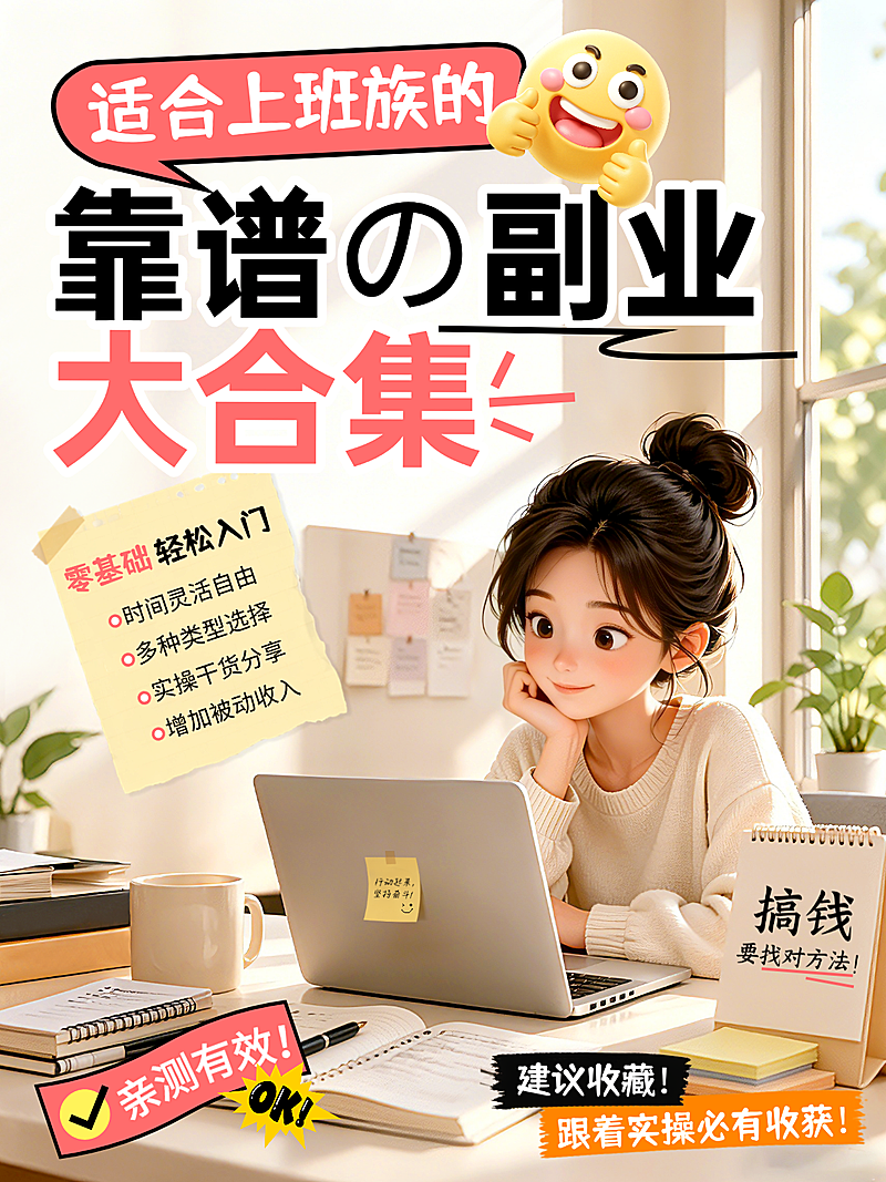 小红书封面手帐拼贴风副业合集上班族业余搞钱干货分享