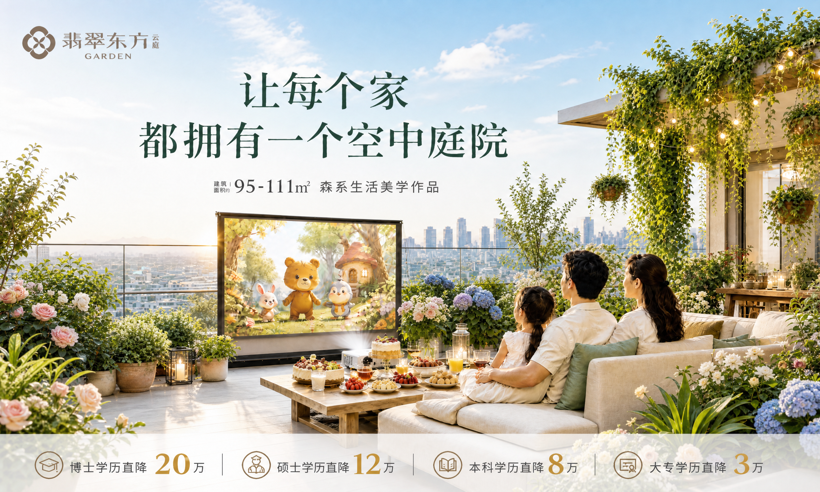 基于这张地产海报进行绿植真实感优化：1. 所有植物绿植全部重绘… - 图片创意预览