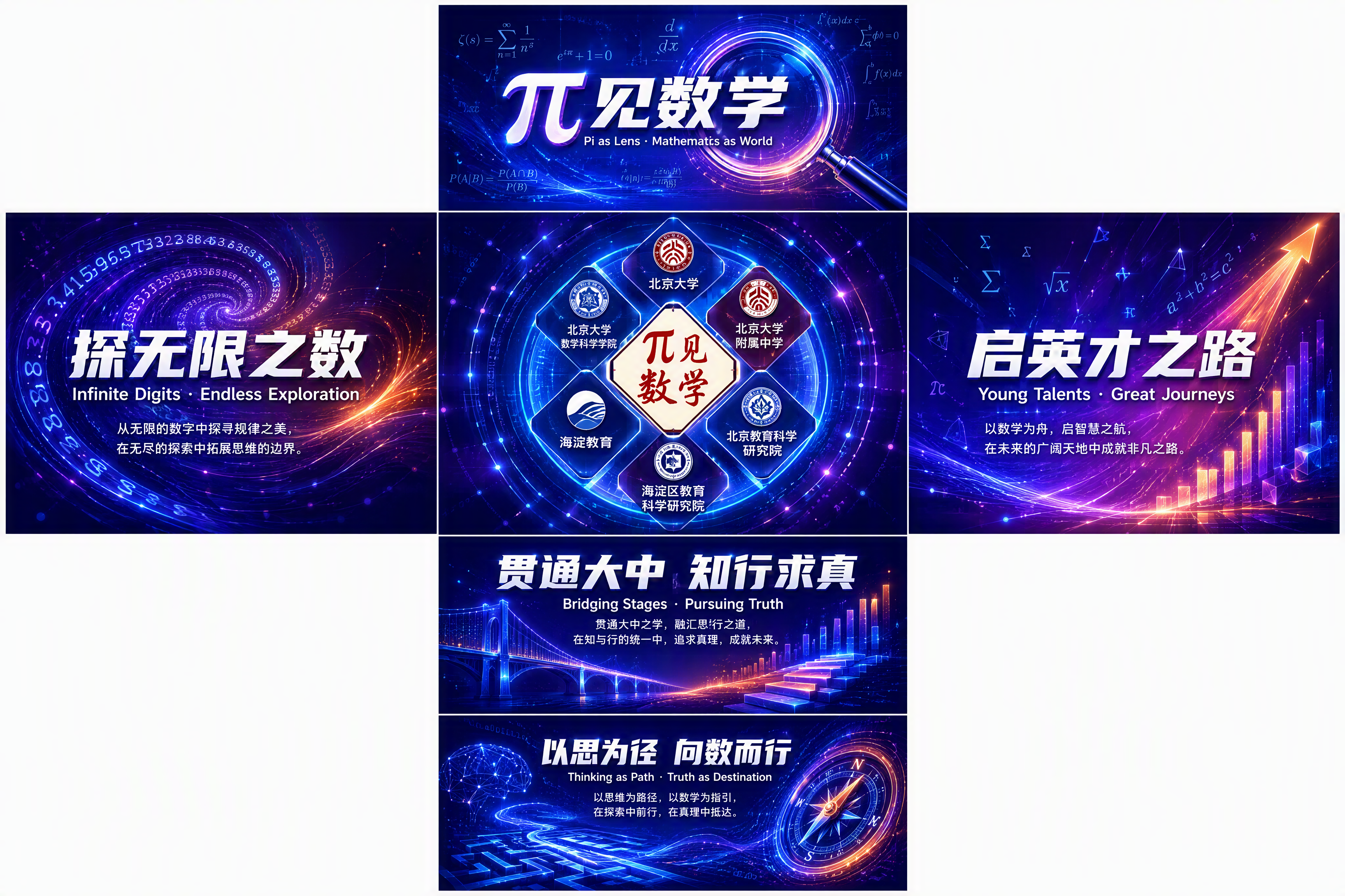 正方体六面展开图设计，十字形排列六个正方形面，科技动感风格，蓝… - 图片创意预览