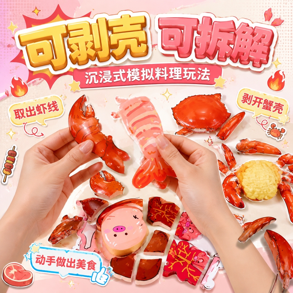 1:1正方形电商主图，卡通童趣风+马卡龙清新风，高饱和活泼配色… - 图片创意预览