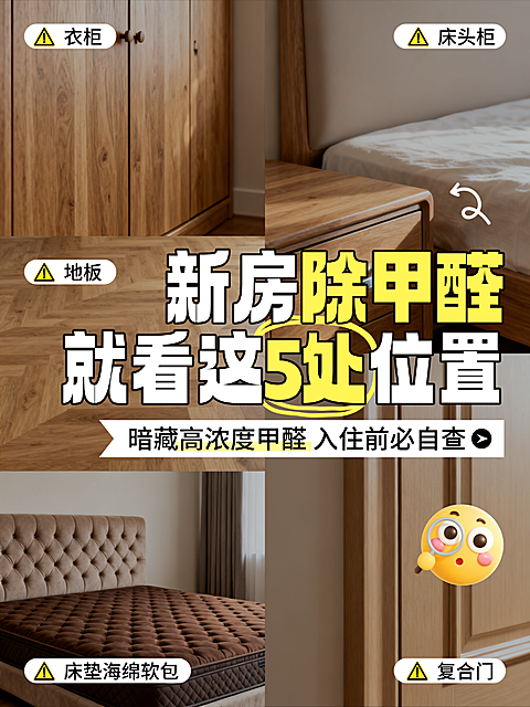 房屋装修新房除甲醛家居家具简约大字标题拼图小红书封面