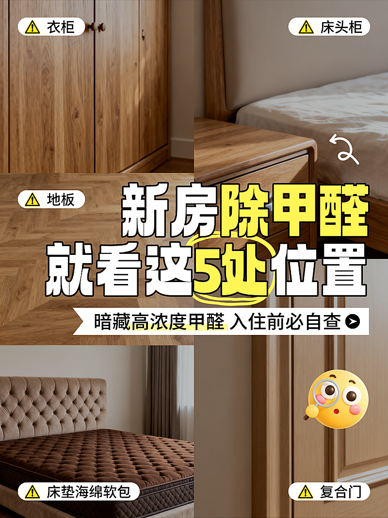 房屋装修新房除甲醛家居家具简约大字标题拼图小红书封面
