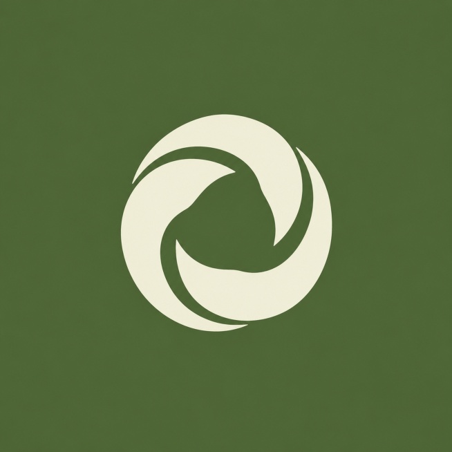 纯色背景，圆形循环图形Logo，体现循环低碳有机健康理念，品牌为会当家低碳有机生活馆，行业有机礼品，极简现代风格，高端精致调性，纯色草木绿为主，线条饱满不纤细，不包含房子、文字、叶子元素，闭合循环几何预览效果