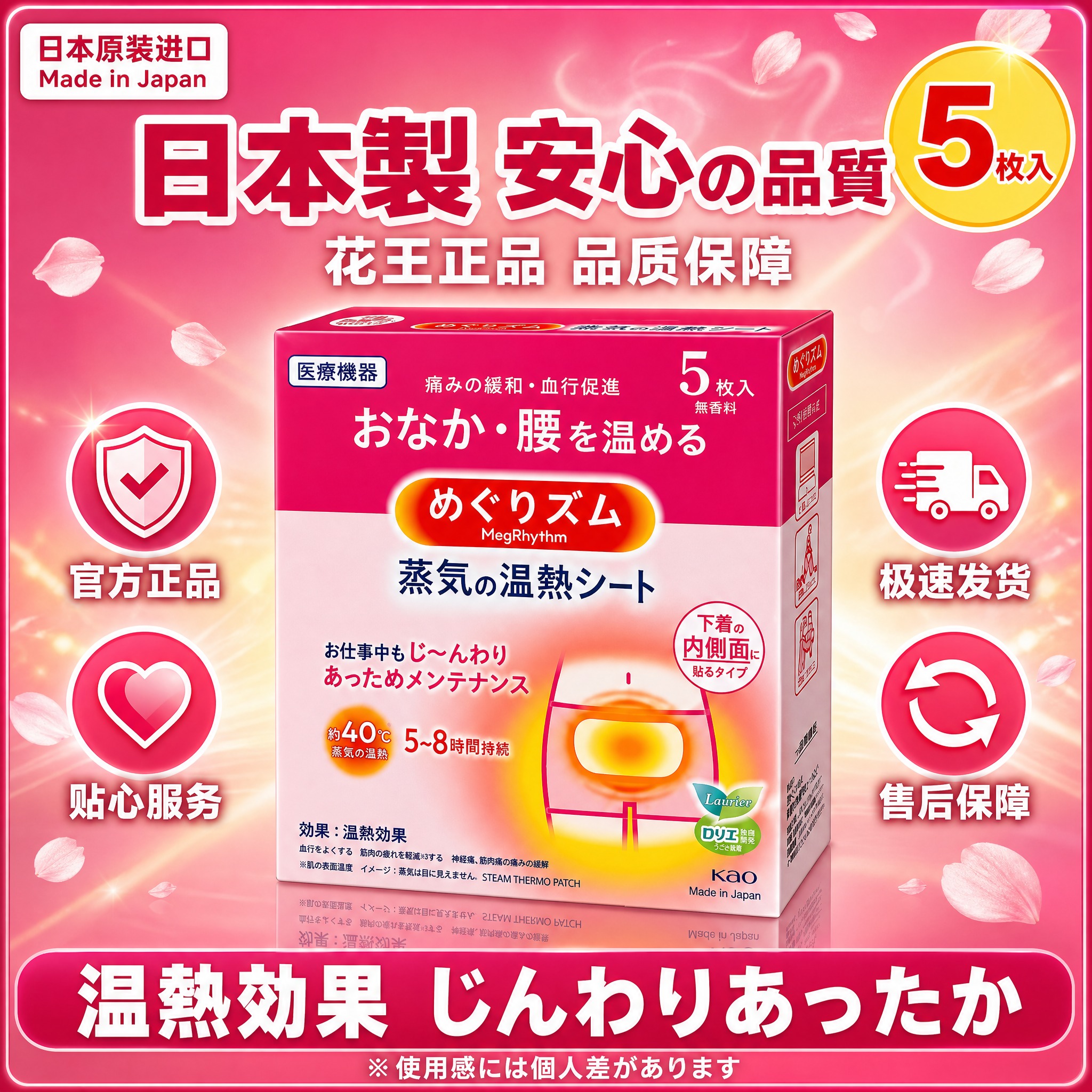 [主图5] 日本花王MegRhythm蒸汽温热贴 规格与服务承… - 图片创意预览