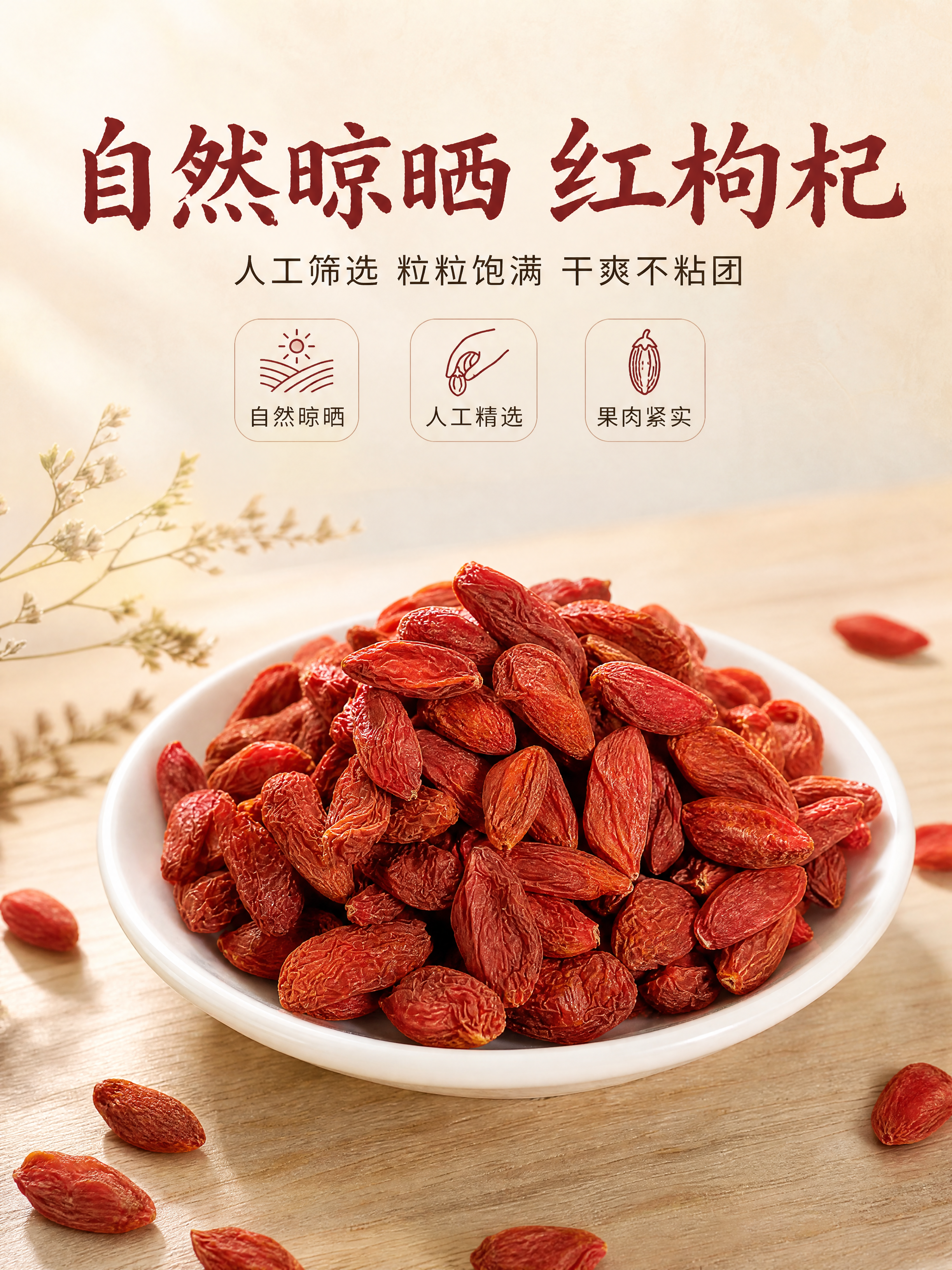 [商品] 使用【图1】白碗装红枸杞；保留枸杞的自然暗红色、干果… - 图片创意预览