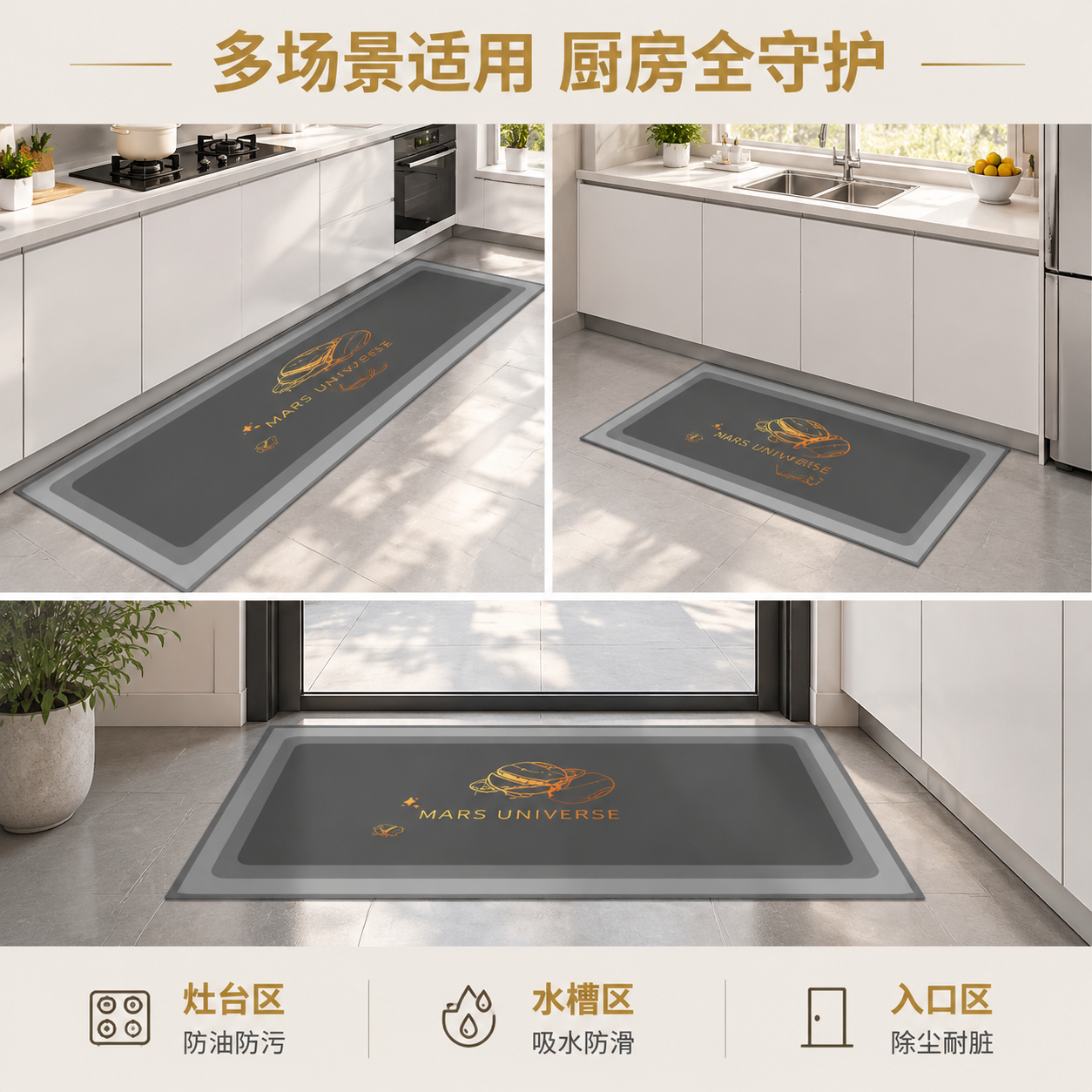 [主图-4] 多场景适配展示图 展示地垫在厨房不同区域的使用效… - 图片创意预览