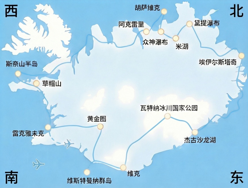 将地图中地点间的白色连线改为浅蓝色，保留其他所有元素预览效果