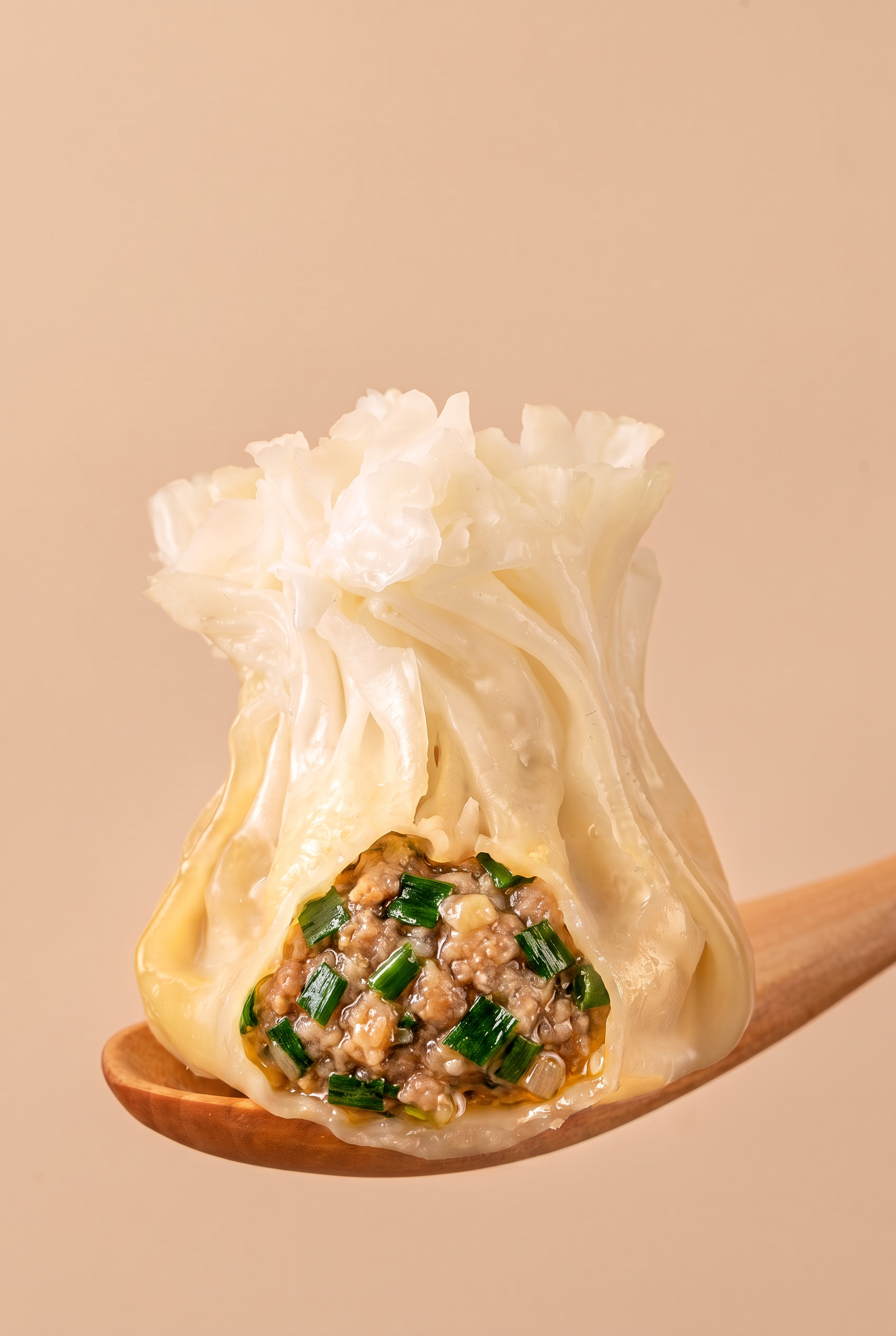 将图中的烧卖馅改成 猪肉韭菜馅 的，生成的菜品要真实，并有食欲 - 图片创意预览