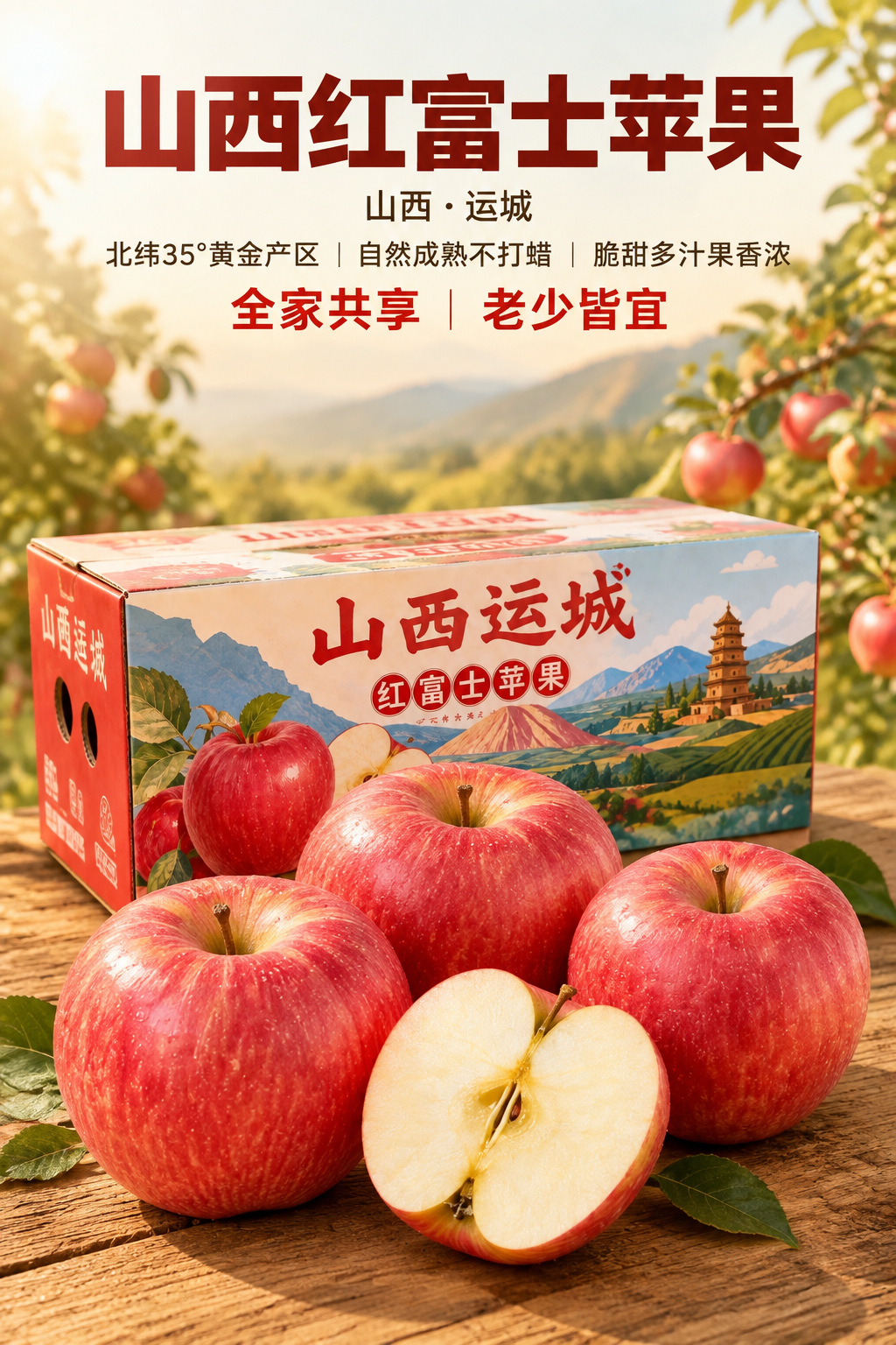 [商品] 使用【图1】山西运城红富士苹果及彩色包装箱；保留苹果… - 图片创意预览
