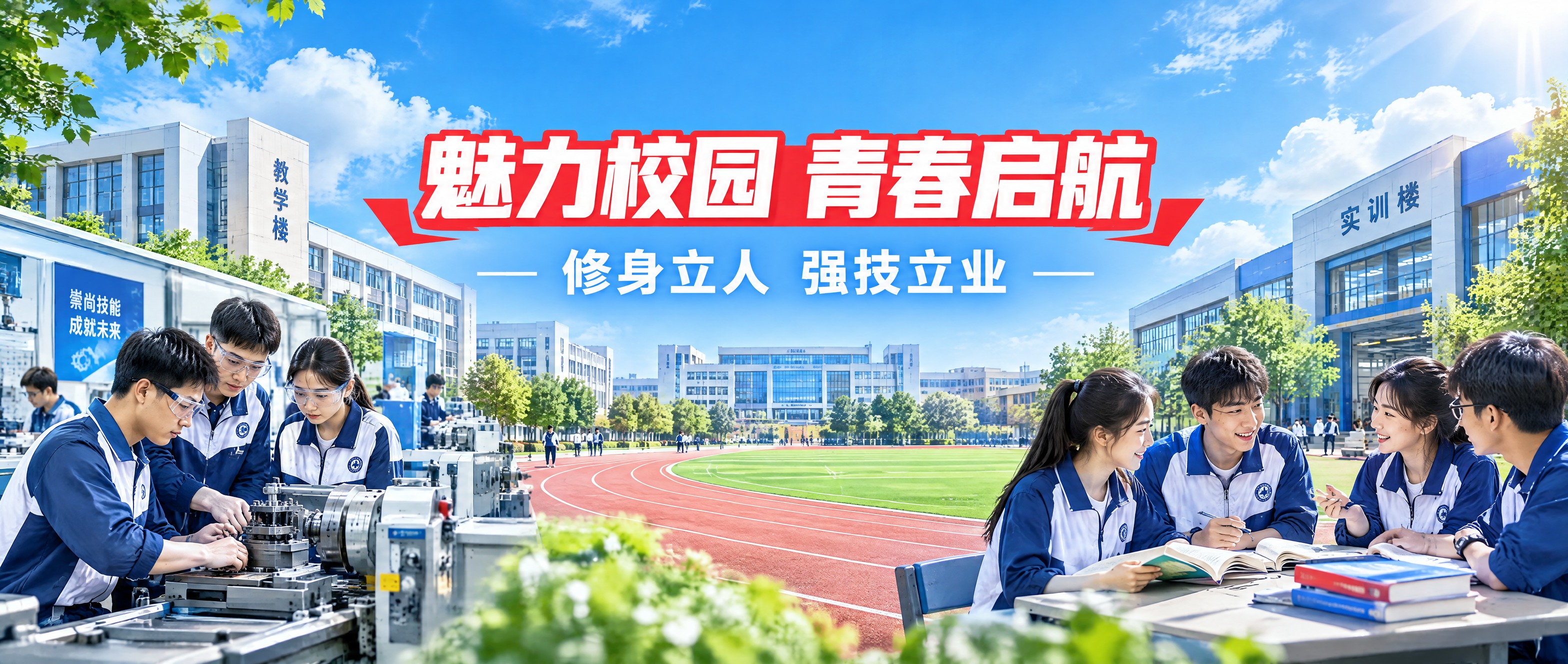 微信官方标准头条封面图，横版宽幅构图，画面干净正式。青春校园风… - 图片创意预览