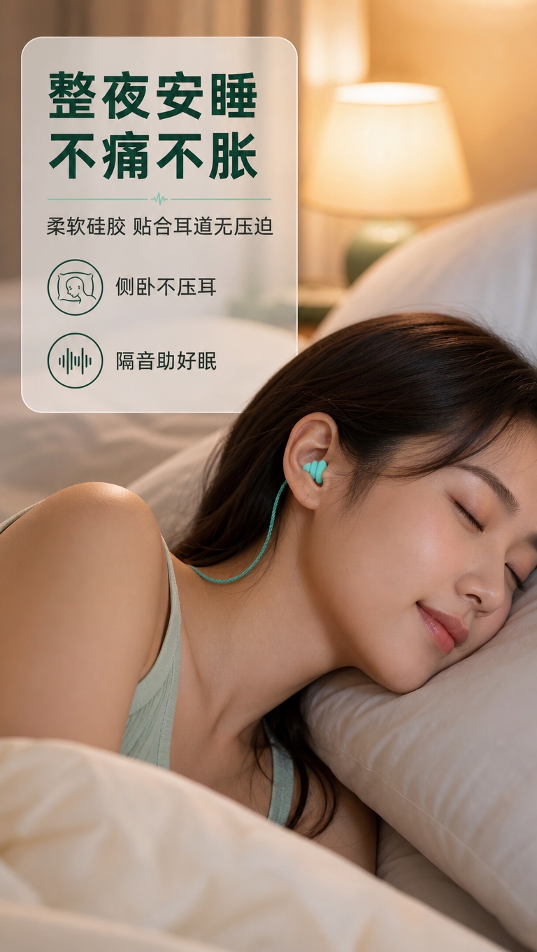 [商品] 使用【图1】保邦安三层降噪耳塞（薄荷绿款）佩戴在人物… - 图片创意预览