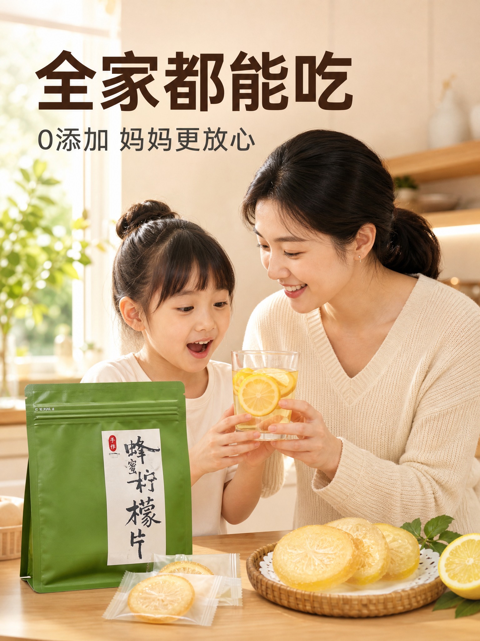 电商商品营销海报，9:16竖版，温馨家庭场景。画面人物：亚洲面… - 图片创意预览