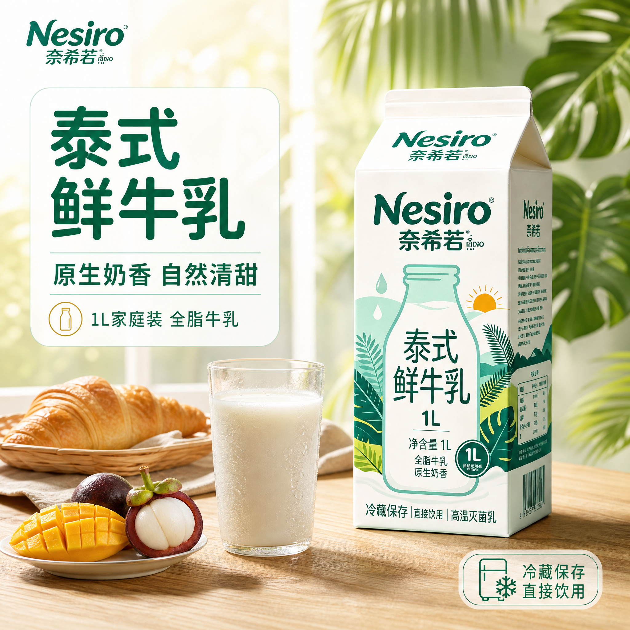 [主图-1] 泰式鲜牛乳首图点击率，突出原生奶香与泰式热带风情… - 图片创意预览