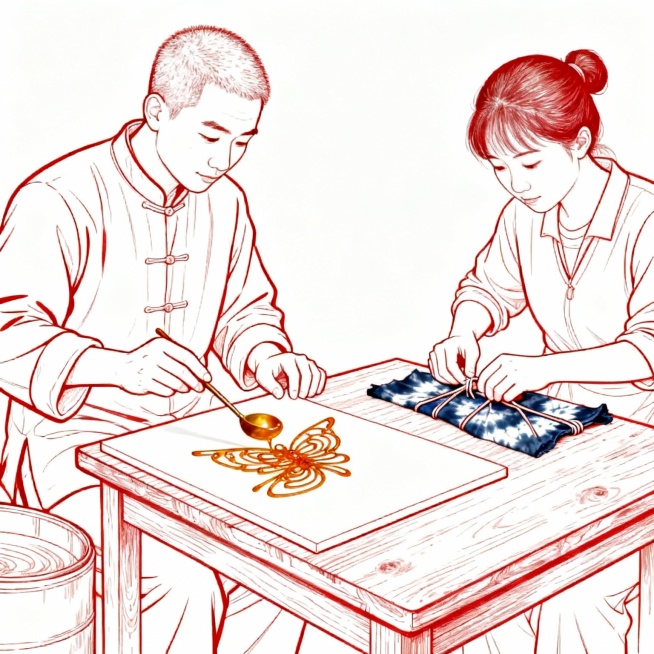 需要把以上三张图的线稿都要是红色 每一个的图人物都要在同一张桌子上预览效果