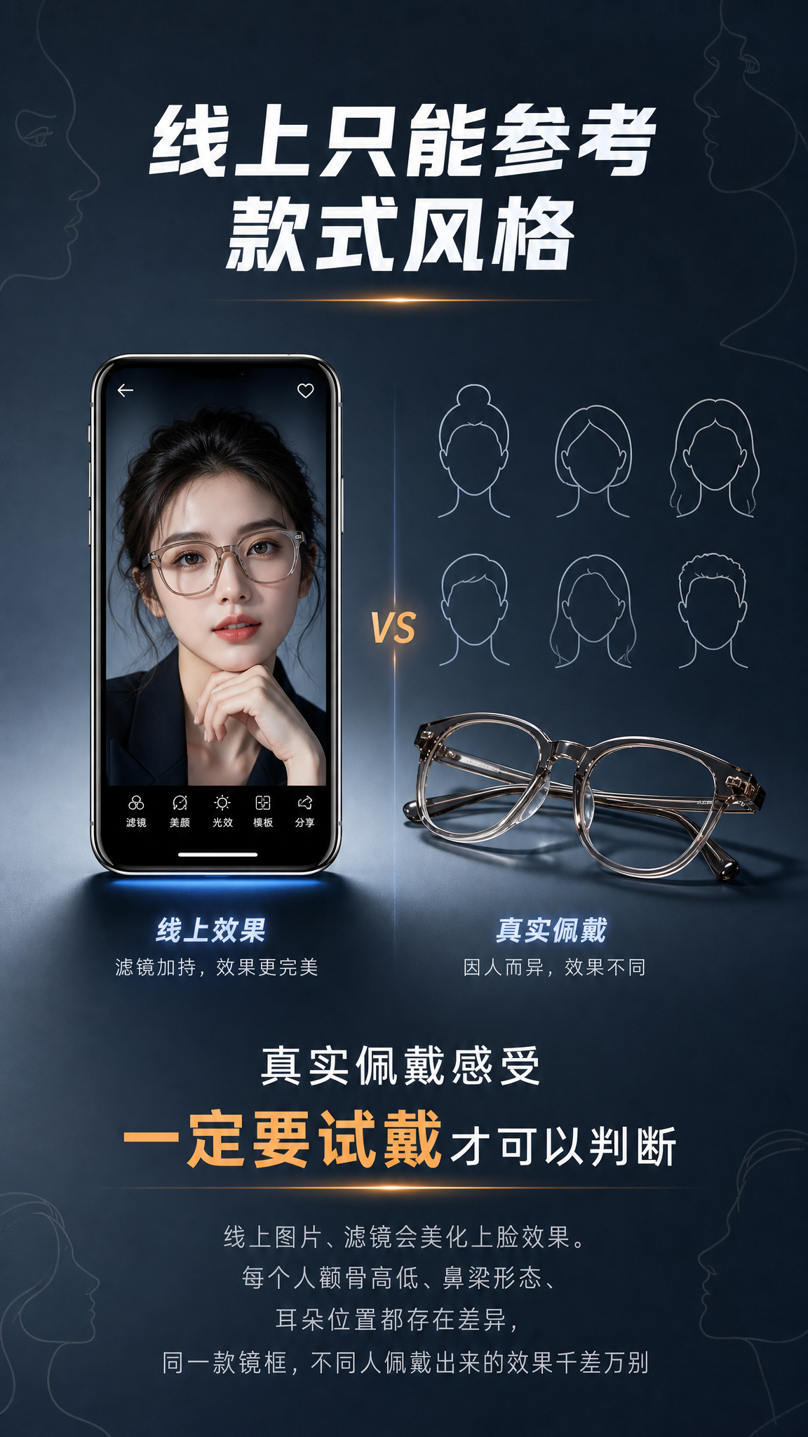 第7张 公众号长图深度提醒页｜线上只能参考，一定要试戴。 [氛… - 图片创意预览
