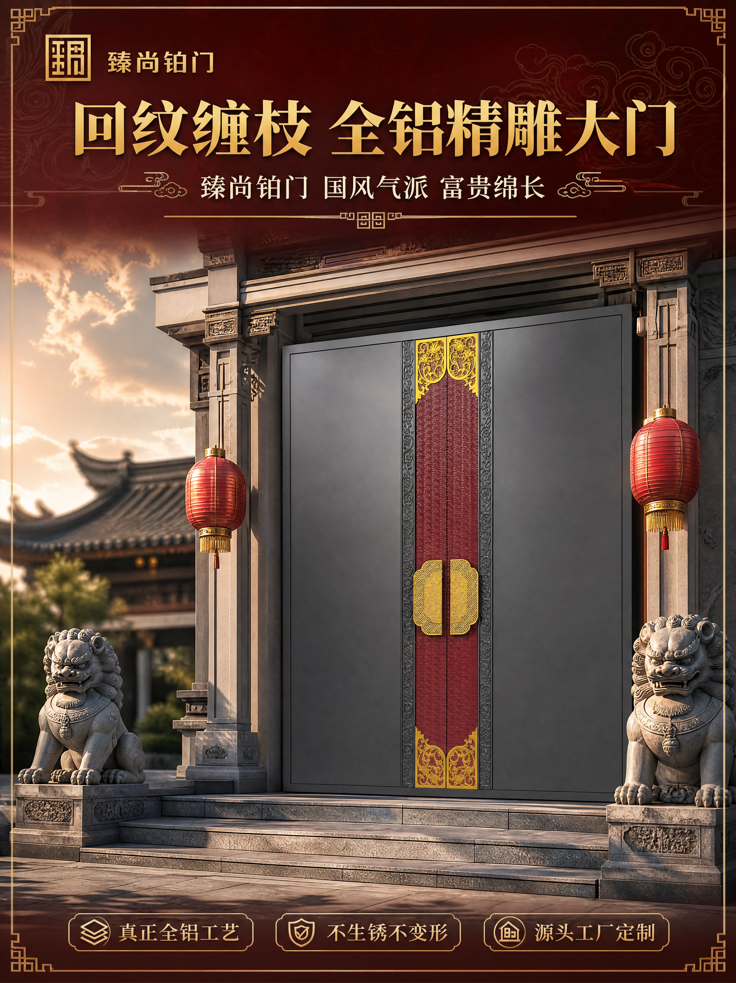 [商品] 使用【图1】臻尚铂门回纹缠枝全铝精雕别墅大门；保留深… - 图片创意预览