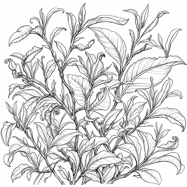 白描风植物插画，单色线条勾勒自然生机，清新文艺，静谧唯美，展现自然之韵。
