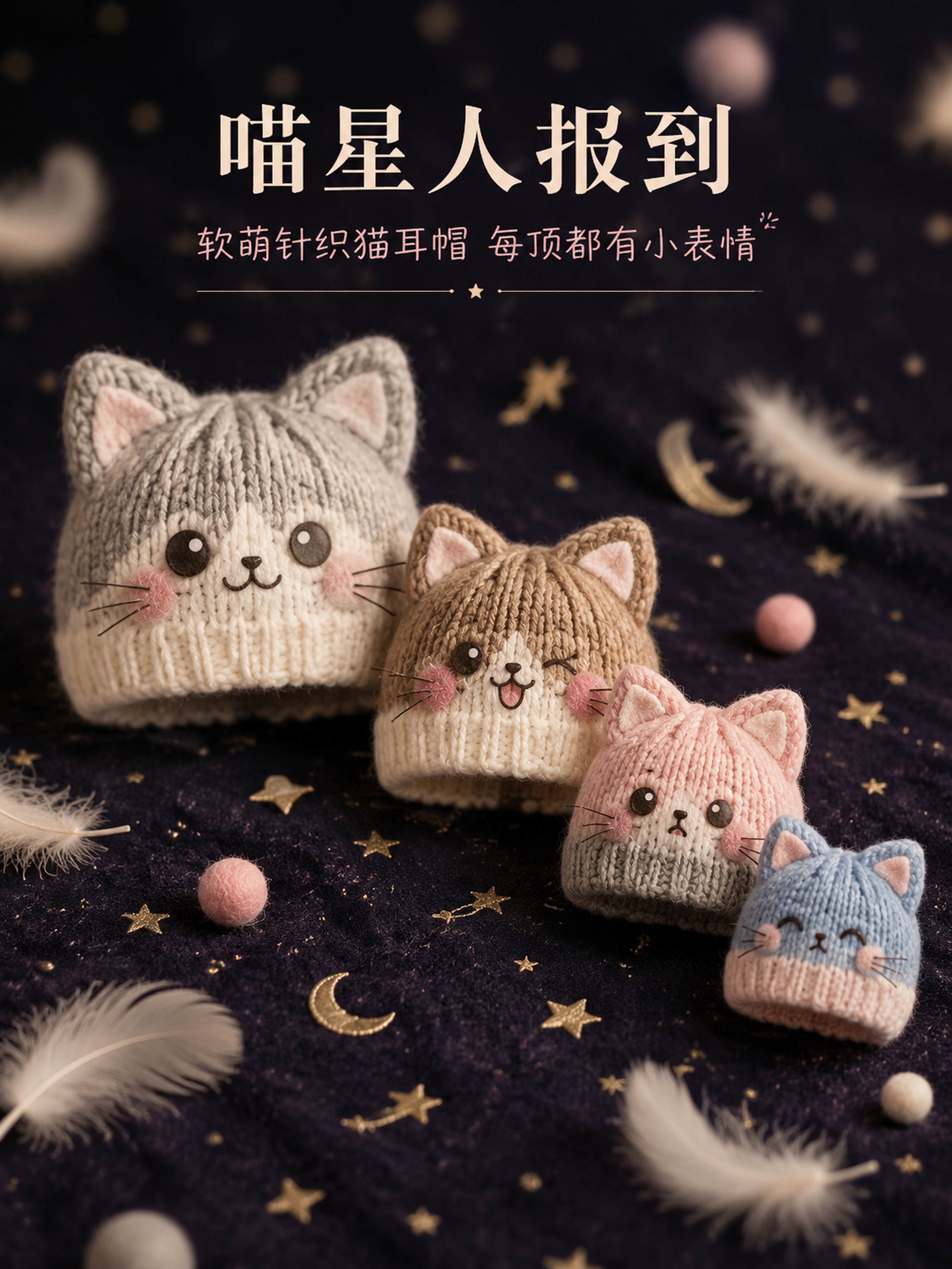 [第7屏] 详情页-猫咪造型帽款细节展示。 [标题版式] 字体… - 图片创意预览
