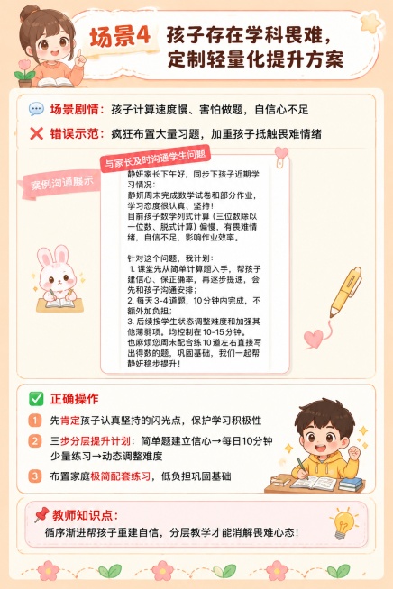 帮我做一条H5长图，想放在微信公众号推文：
 一、推文基础设定（带有展翅日系治愈风格）
 标题（二次元软萌双版本，内部师资用）
1. 软萌款：✨展翅老师成长手册｜5套家校沟通漫画案例，把课后服务做到满预览效果