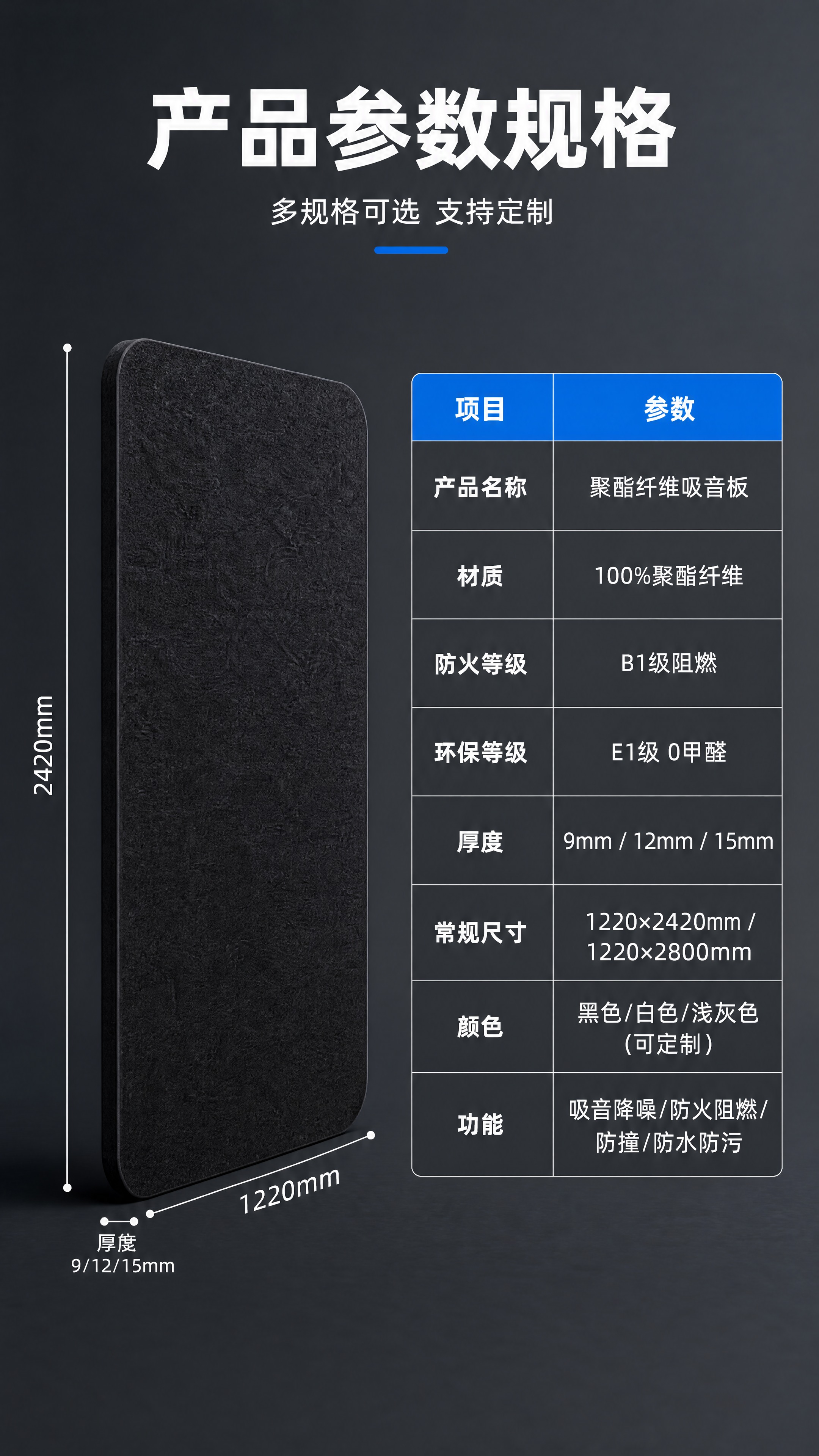 [商品] 使用【图1】黑色聚酯纤维吸音板；严格保留黑色聚酯纤维… - 图片创意预览