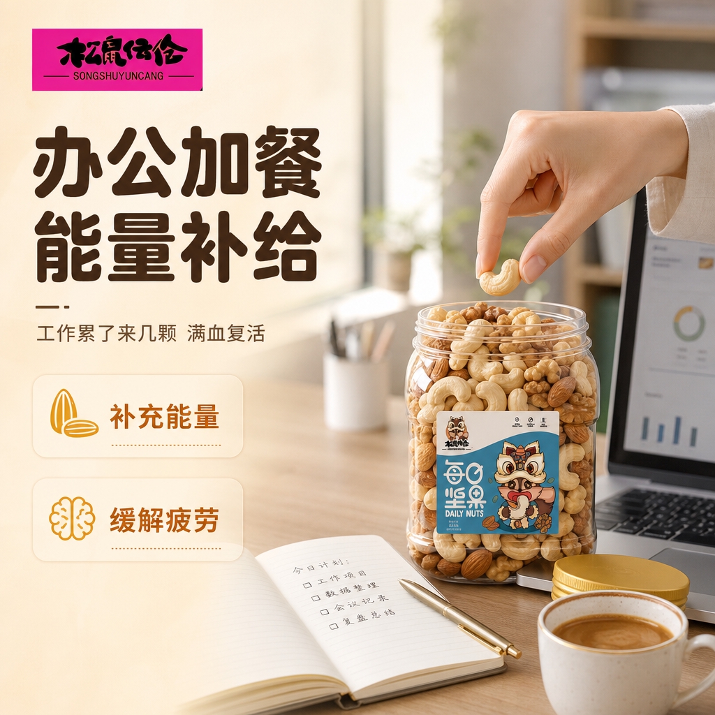 [商品] 使用【图1】松鼠伍伦每日坚果罐装产品；保留罐身、标签… - 图片创意预览