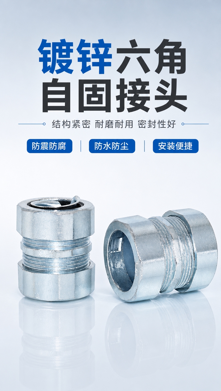[商品] 使用【图1】镀锌六角自固接头；保留六角外形、螺纹结构… - 图片创意预览