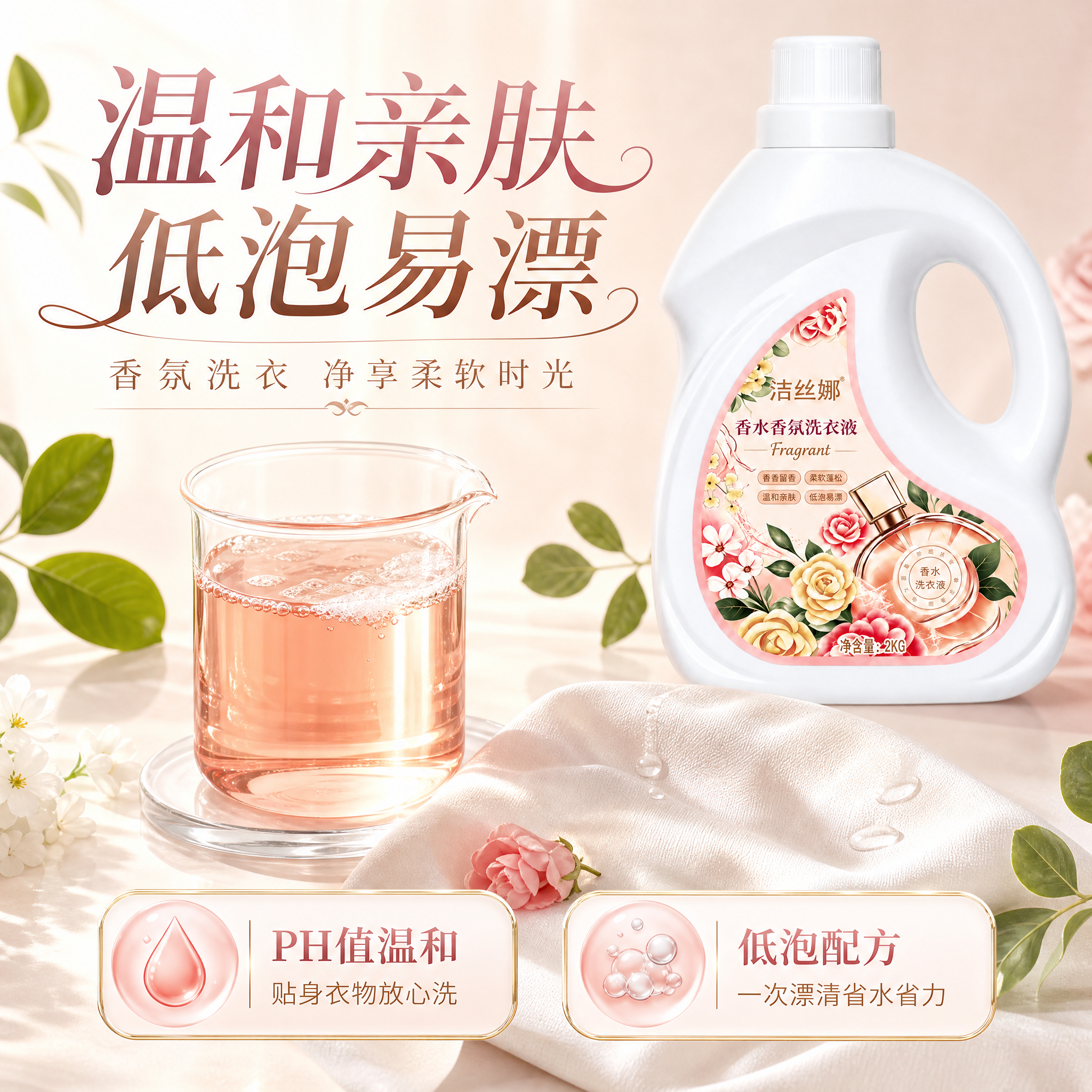 [主图-3] 温和亲肤与低泡易漂的品质证明图，突出配方安全温和… - 图片创意预览