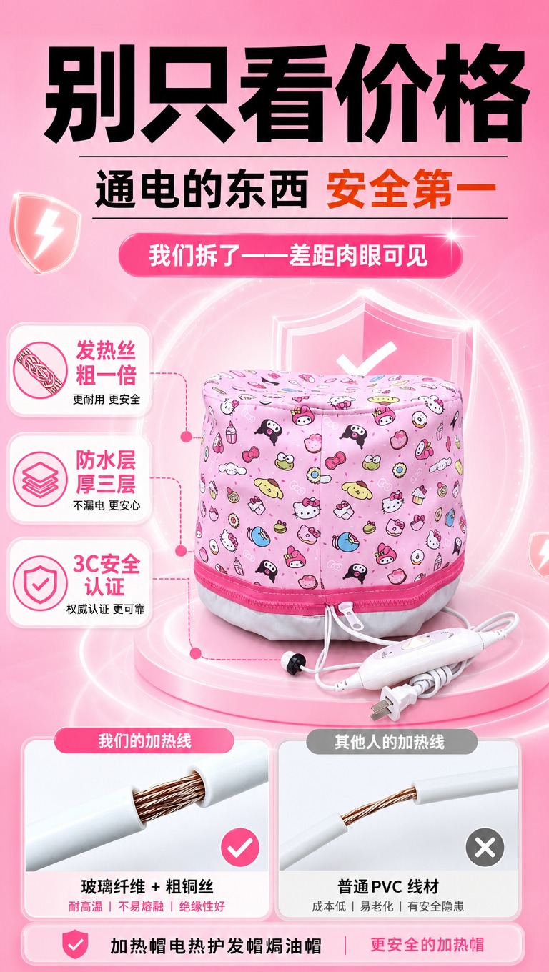 [商品] 使用【图1】加热帽正面图和【图7】发热丝对比图；商品… - 图片创意预览