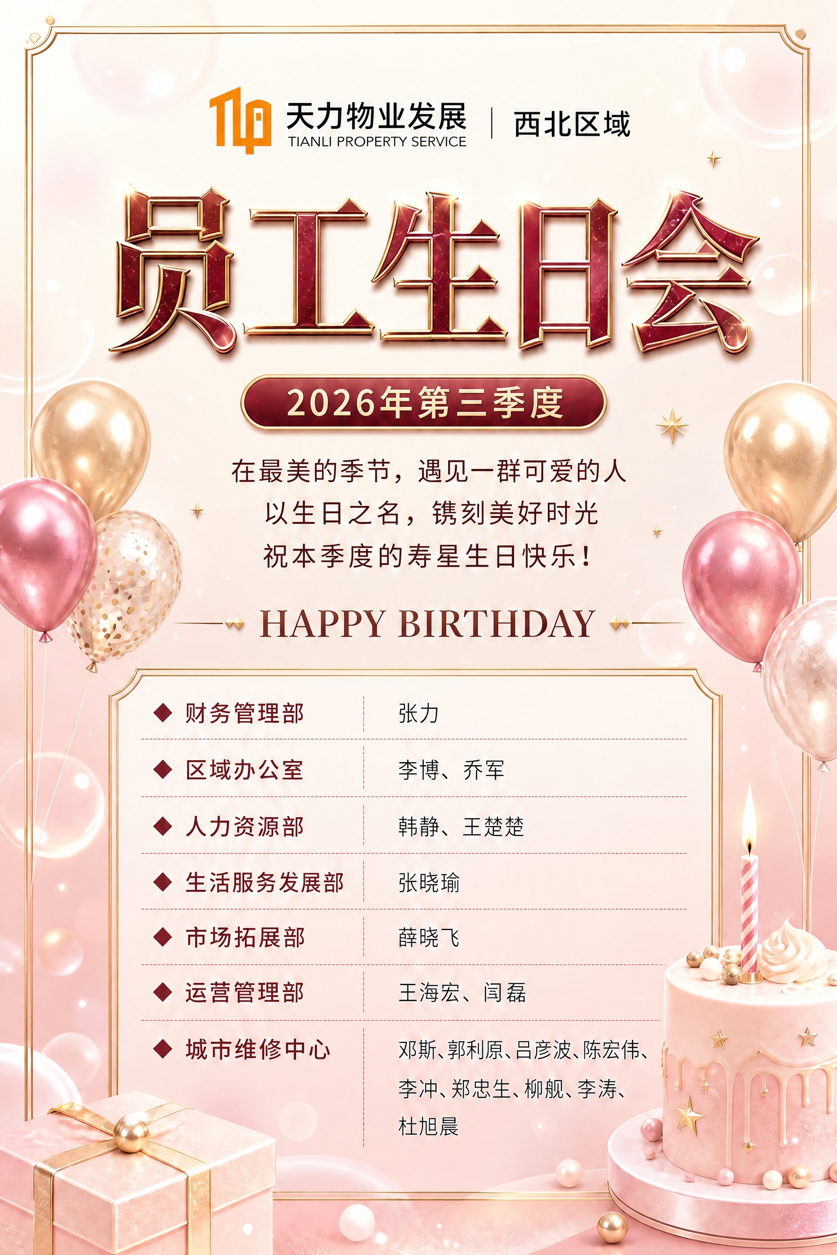 基于这张员工生日会海报，只修正一处文字错误，其余所有内容（LO… - 图片创意预览