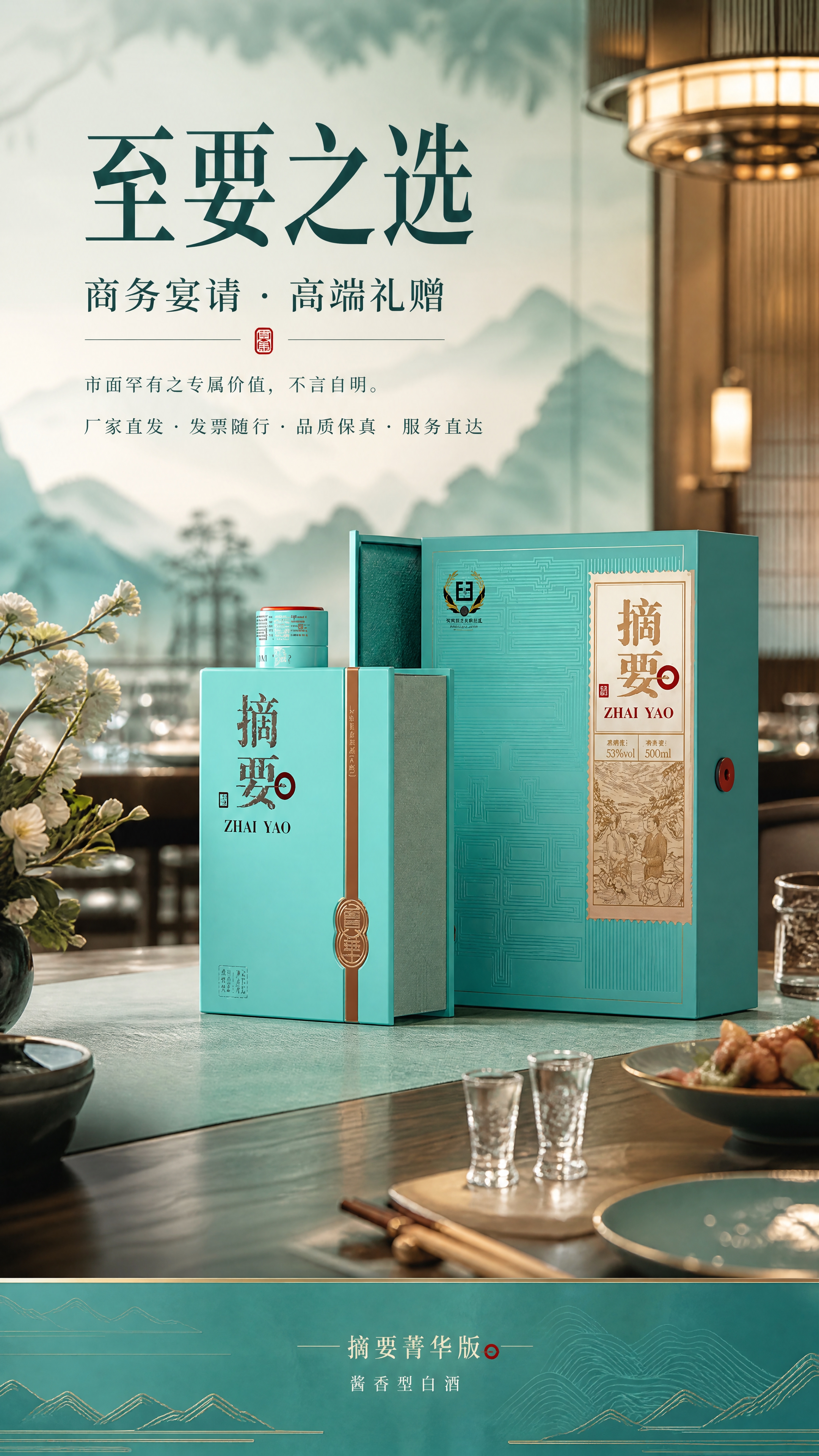 [商品] 使用【图1】摘要菁华版酱酒（青绿书本瓶型+青绿函套外… - 图片创意预览