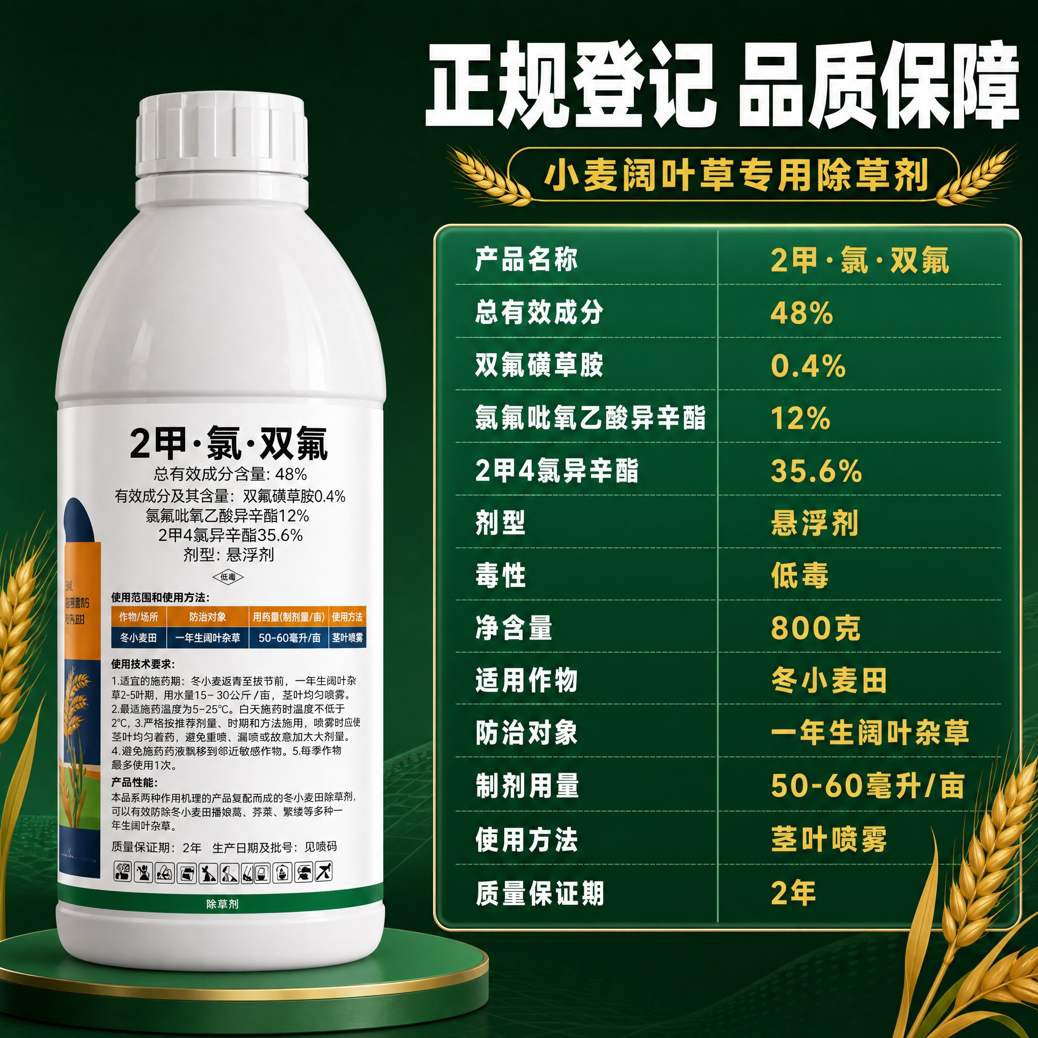 [主图-6] 2甲·氯·双氟 小麦阔叶草专用除草剂 产品规格参… - 图片创意预览