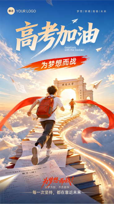 高考加油祝福青春励志感通用竖版海报预览效果