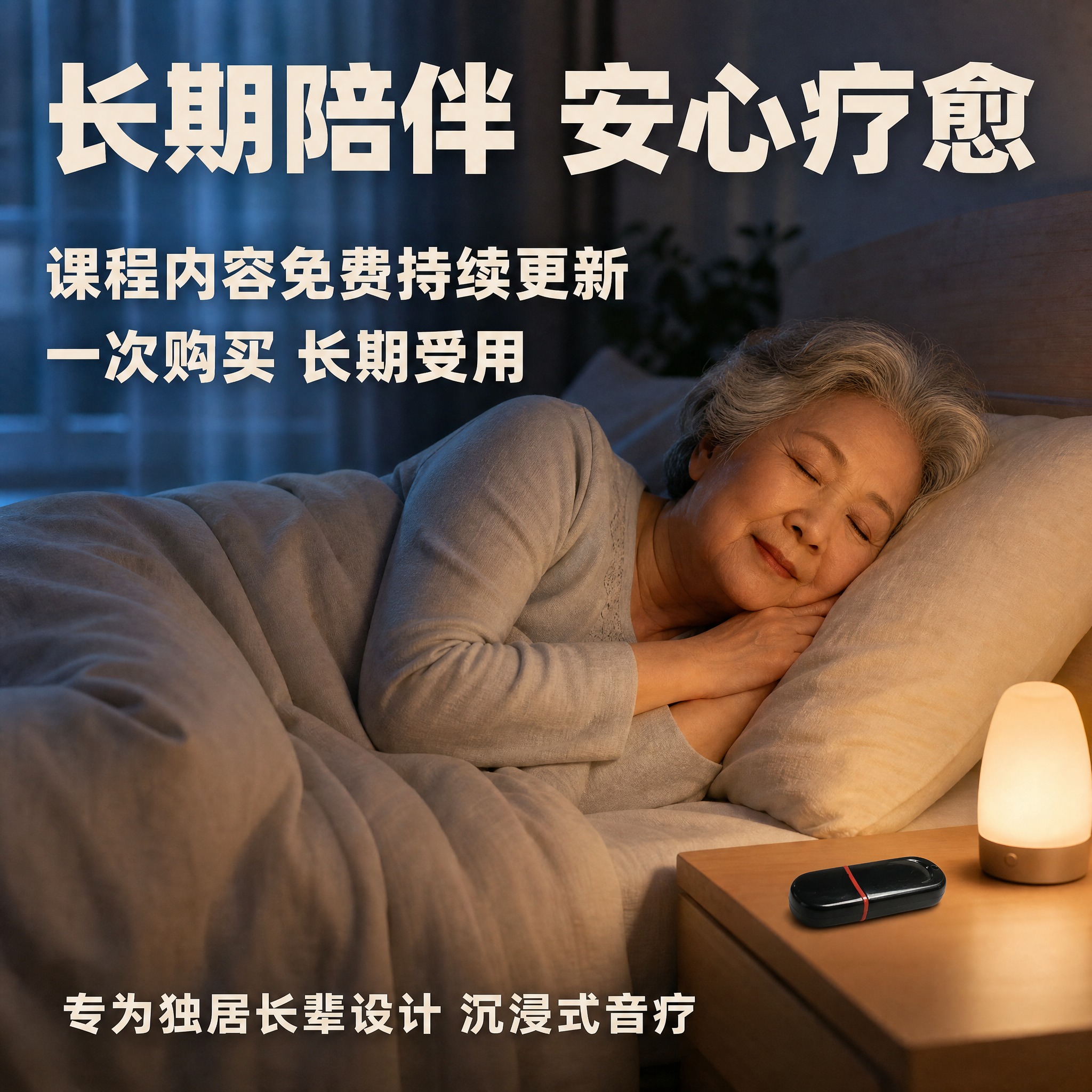 [主图-5] 场景信任与长期陪伴感，展示老人安然入睡的温馨场景… - 图片创意预览