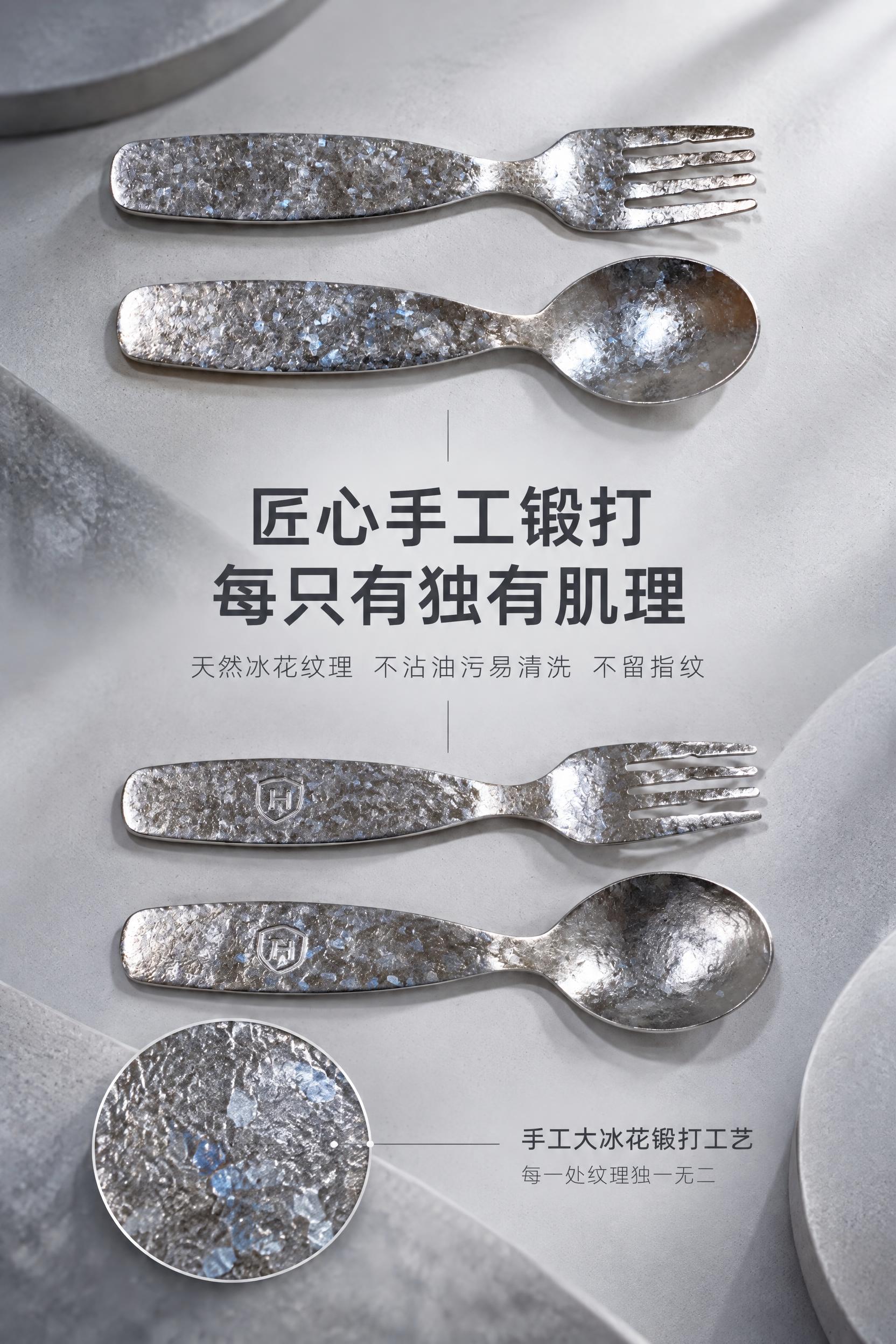 [商品] 使用上传的儿童纯钛叉勺套装产品图；保留13cm×3.… - 图片创意预览