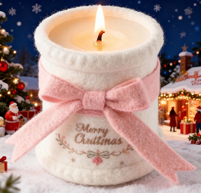 毛毡蜡烛杯，蝴蝶结杯