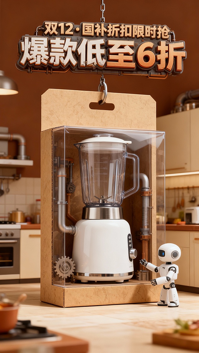 双12小家电创意吊卡海报