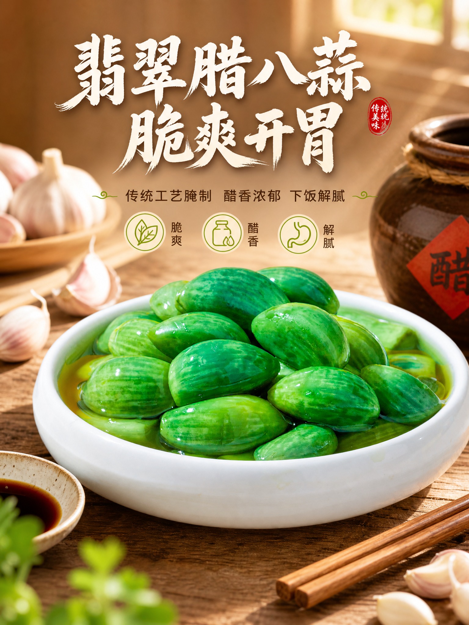 [商品] 使用【图1】翡翠腊八蒜；保留白瓷碗盛装、蒜瓣翠绿透亮… - 图片创意预览