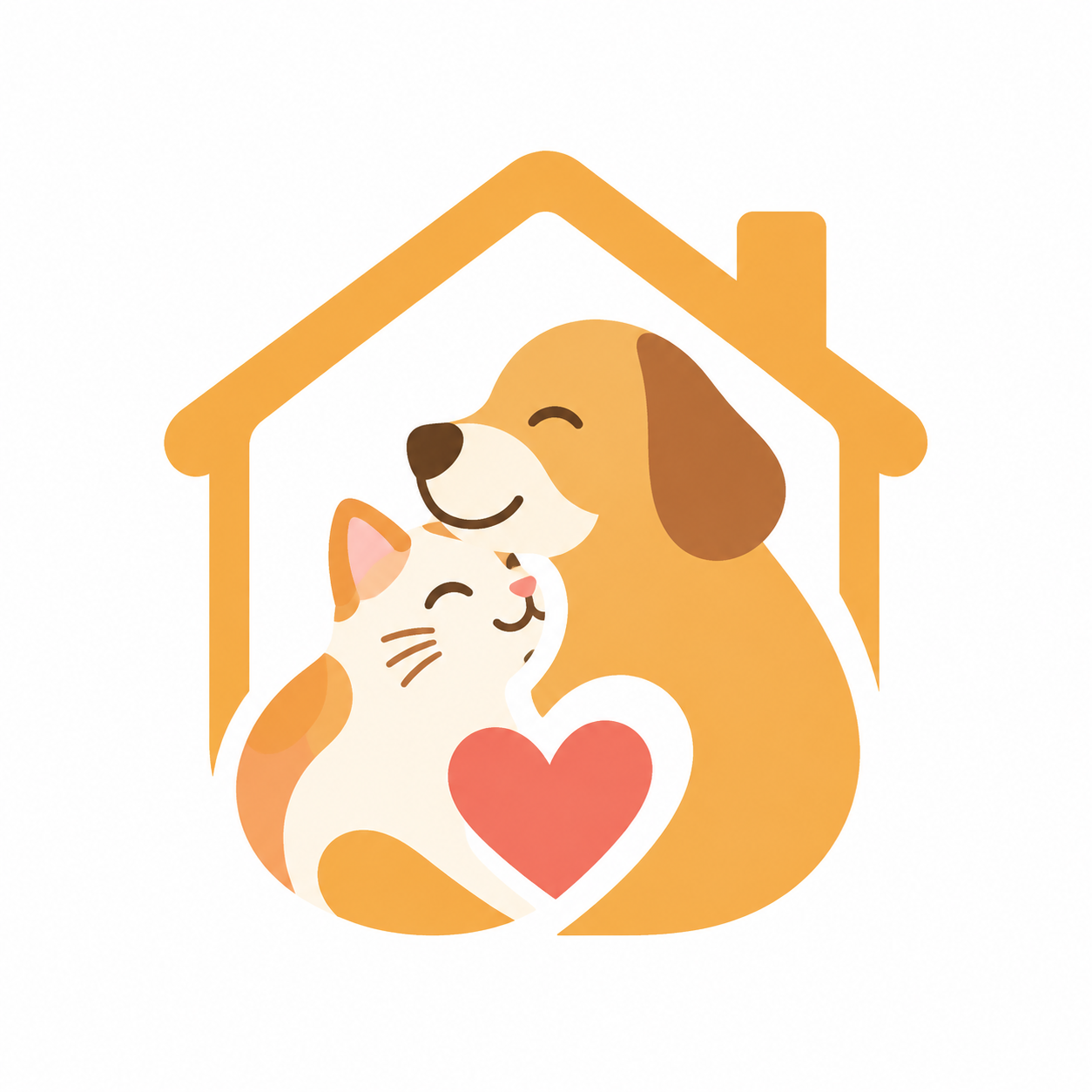 LOGO设计，房子、猫、狗和爱心元素融合，简约现代风格，线条流… - 图片创意预览