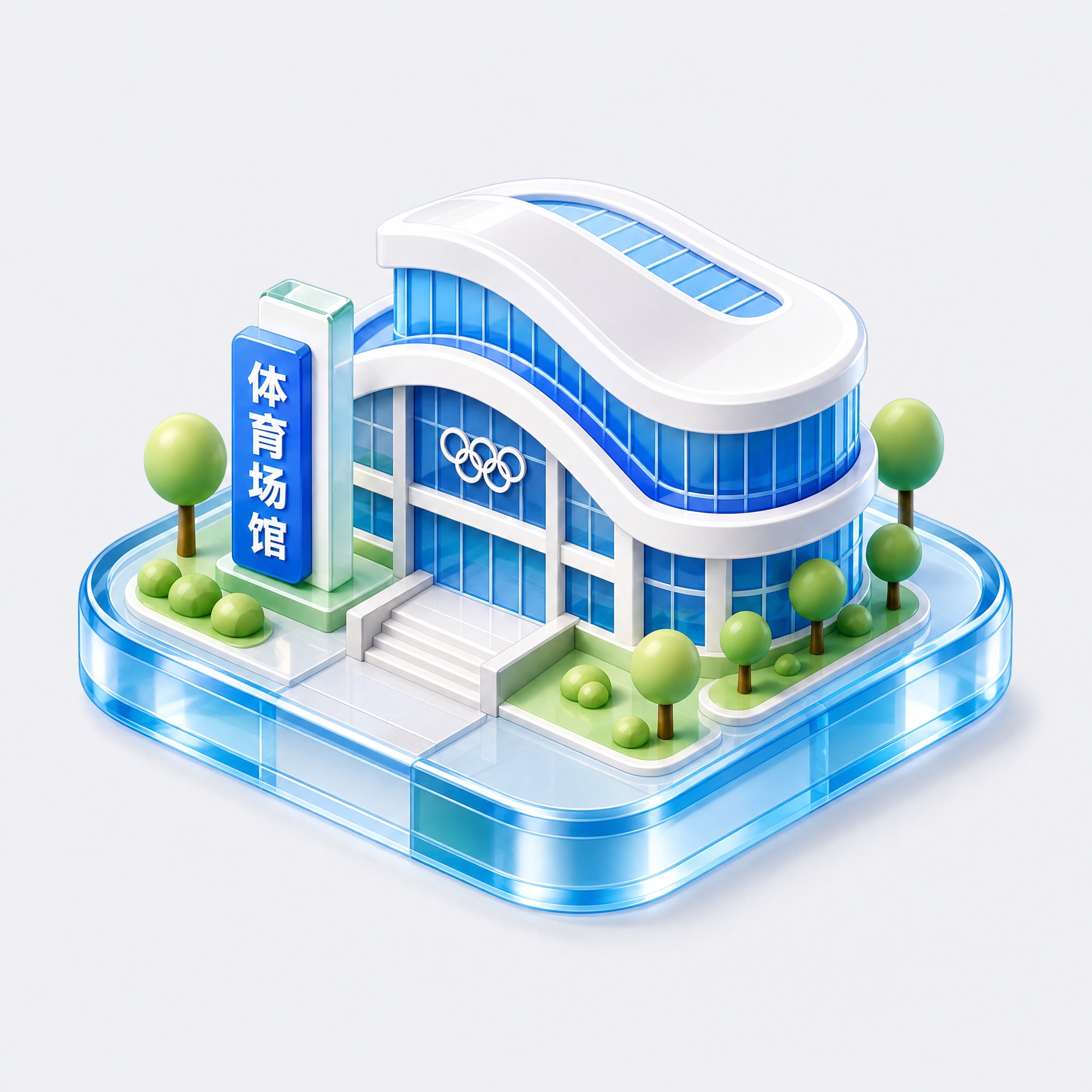 基于参考图的体育场馆建筑，生成一个3D等距风格的icon图标，… - 图片创意预览