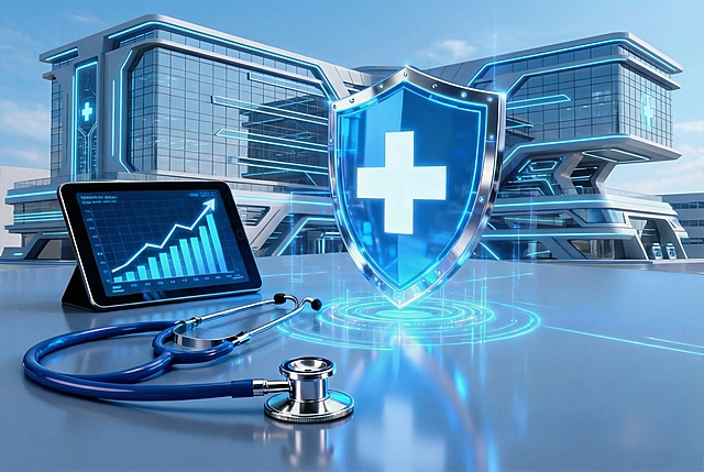 简化背景，变成有科技感外观的医院