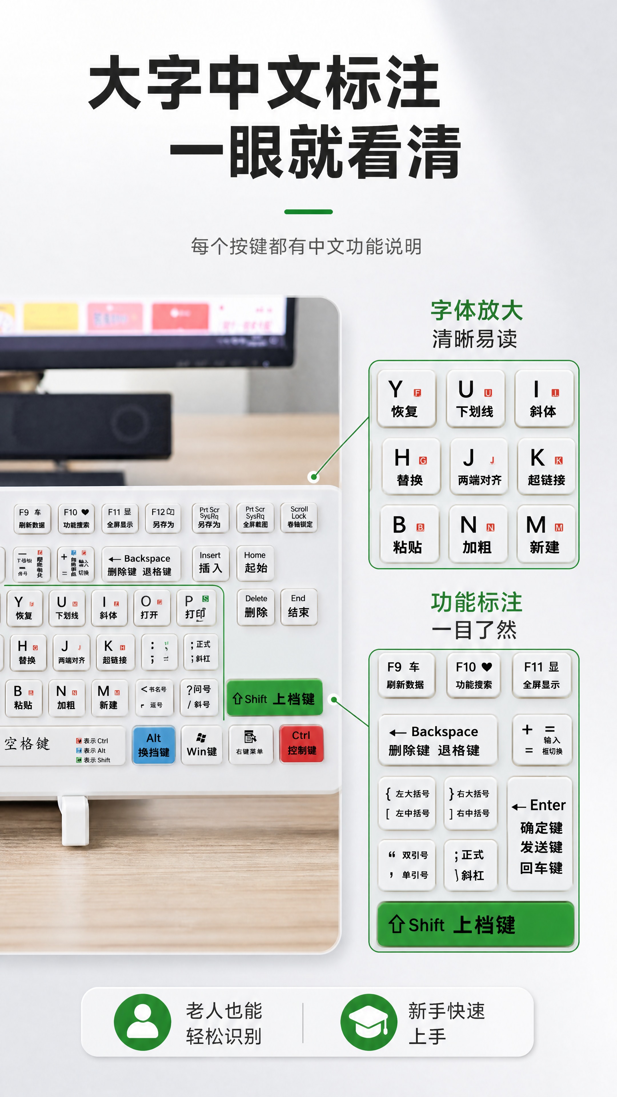 [商品] 使用【图1】白色中文标注有线键盘；重点保留按键上的中… - 图片创意预览