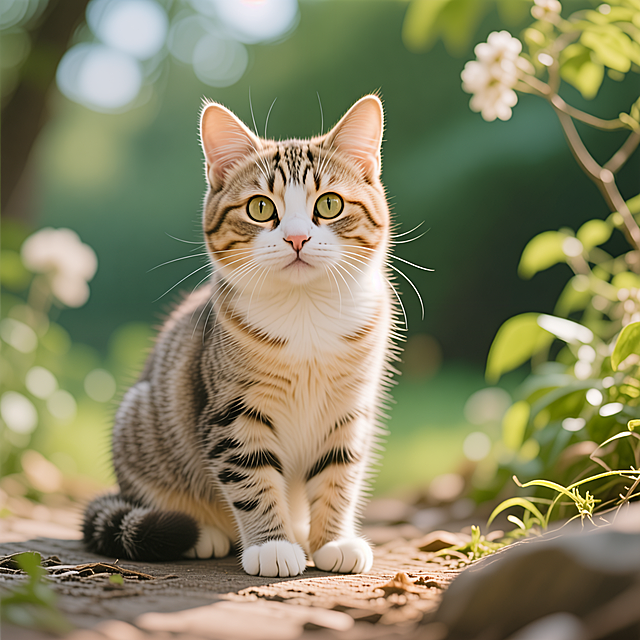 一只可爱的猫咪，自然生动的场景