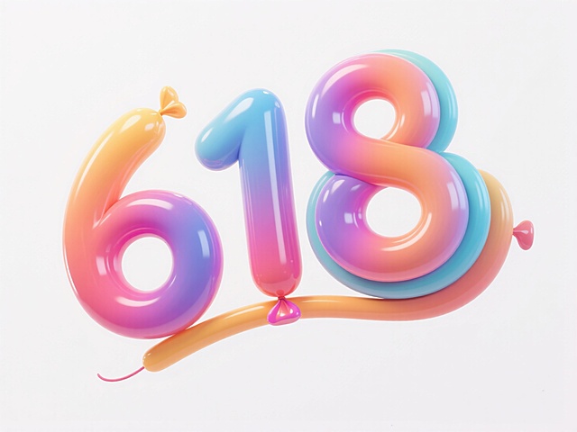 梦幻软3D风设计，充气感数字“618”渐变色彩，节日氛围浓厚。