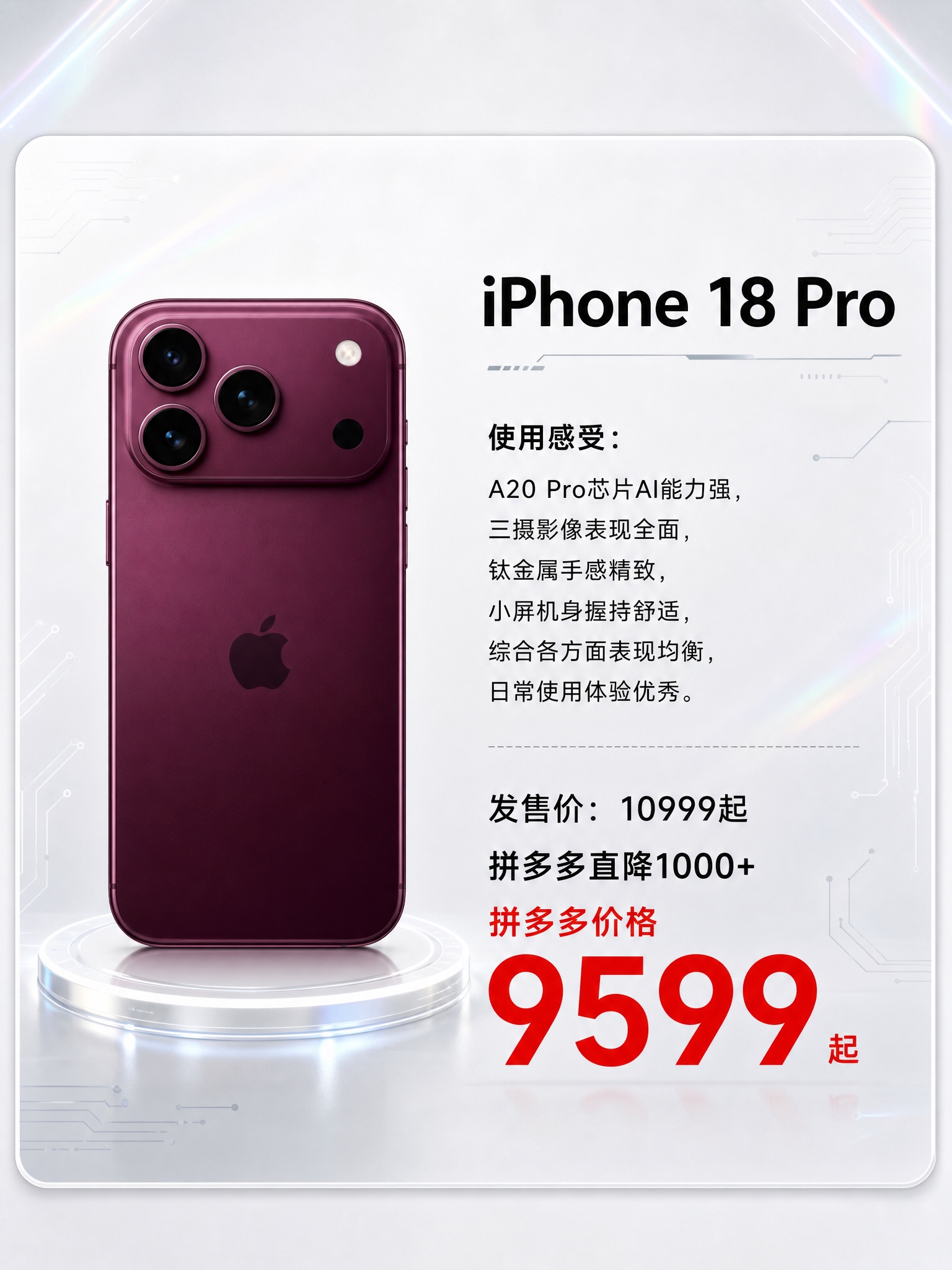 按照第二张图（充电宝对比图）的样式排版，生成一张iPhone… - 图片创意预览